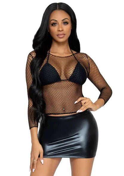 Elastane Long Sleeved Fishnet Shirt by Leg Avenue – Stretch Mesh Top