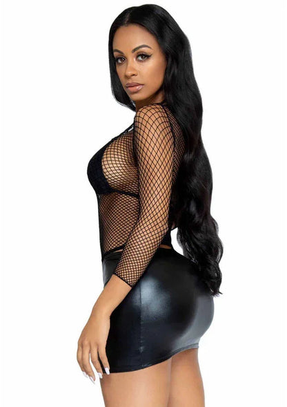 Elastane Long Sleeved Fishnet Shirt by Leg Avenue – Stretch Mesh Top