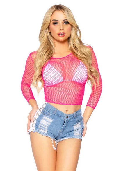 Elastane Long Sleeved Fishnet Shirt by Leg Avenue – Stretch Mesh Top