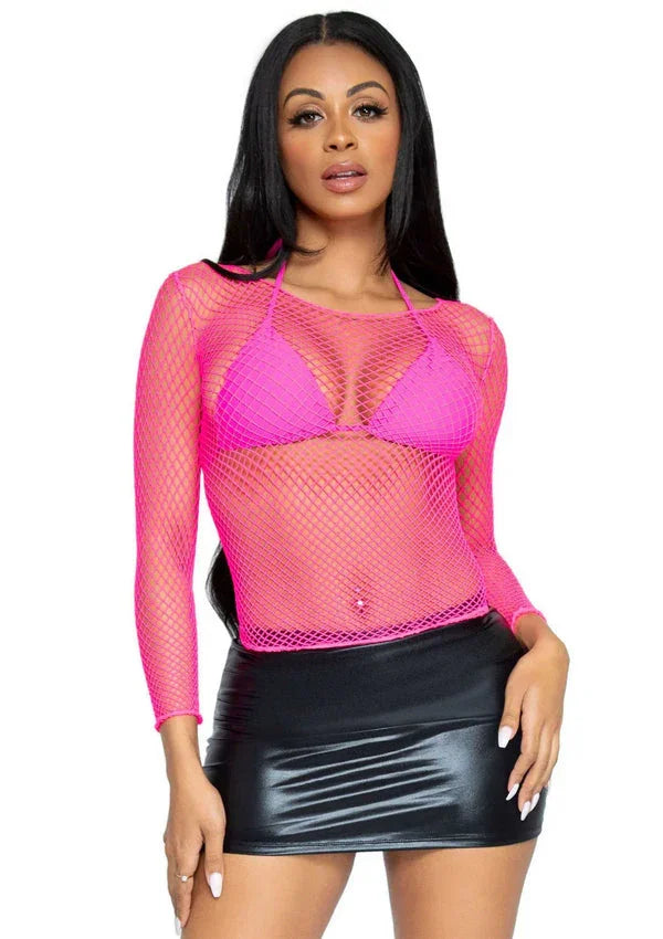 Elastane Long Sleeved Fishnet Shirt by Leg Avenue – Stretch Mesh Top