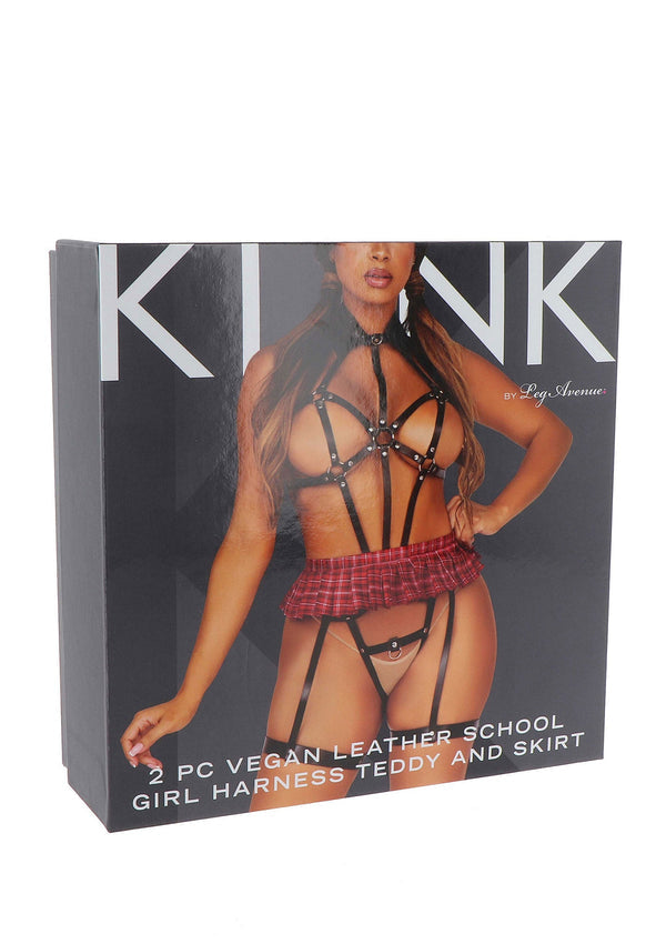 Vegan Leather Harness with Collar and Skirt by Kink