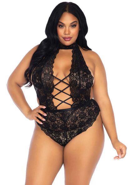 Bestel: Plus High Neck Crotchless Teddy - bij Happytoys: de erotische sex webshop | liever Happy dan Easy ⭐⭐⭐⭐⭐ - Default Title - 86534 - BLACK - 1X/2X