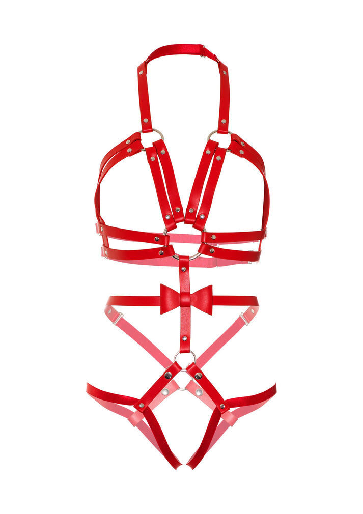 Vegan Leather Harness with Bow by Kink