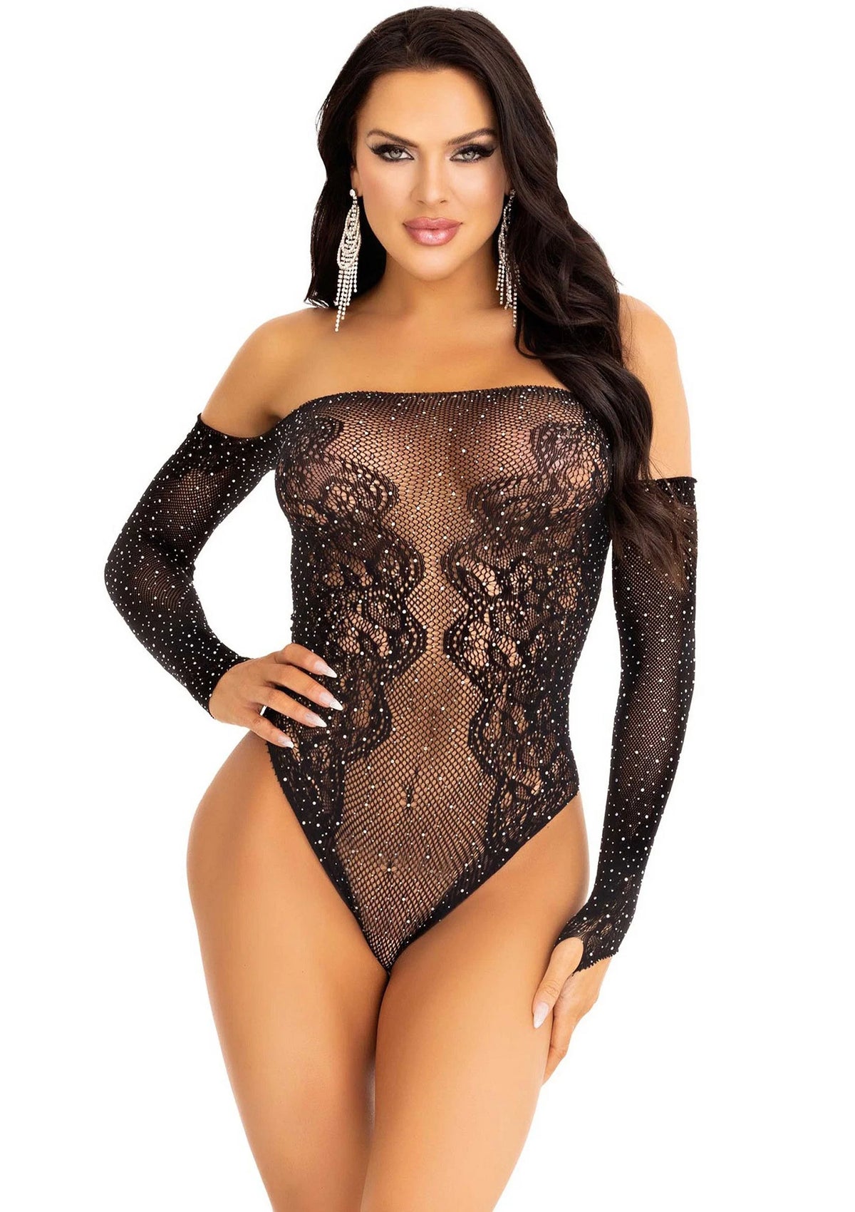 Bestel: Rhinestone Off The Shoulder Teddy - bij Happytoys: de erotische sex webshop | liever Happy dan Easy ⭐⭐⭐⭐⭐