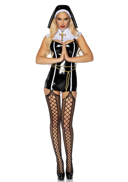 Bestel: Vinyl Sinful Sister Romper - bij Happytoys: de erotische sex webshop | liever Happy dan Easy ⭐⭐⭐⭐⭐ - Default Title - 88229 - BLACK - L
