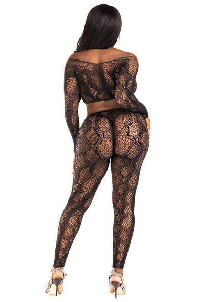 Python Crop Top & Footless Tights by Leg Avenue