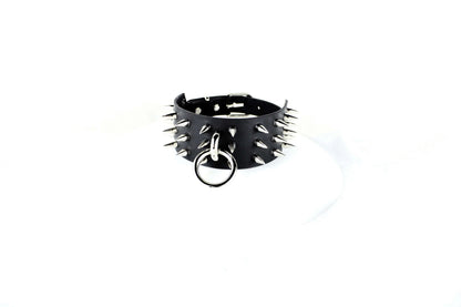 Black Spiked BDSM Collar – Leather Submissive Collar with O-Ring - Happytoys Sexshop: online sex shop for Feeling Happy & Easy 😊 - Discreet geleverd
