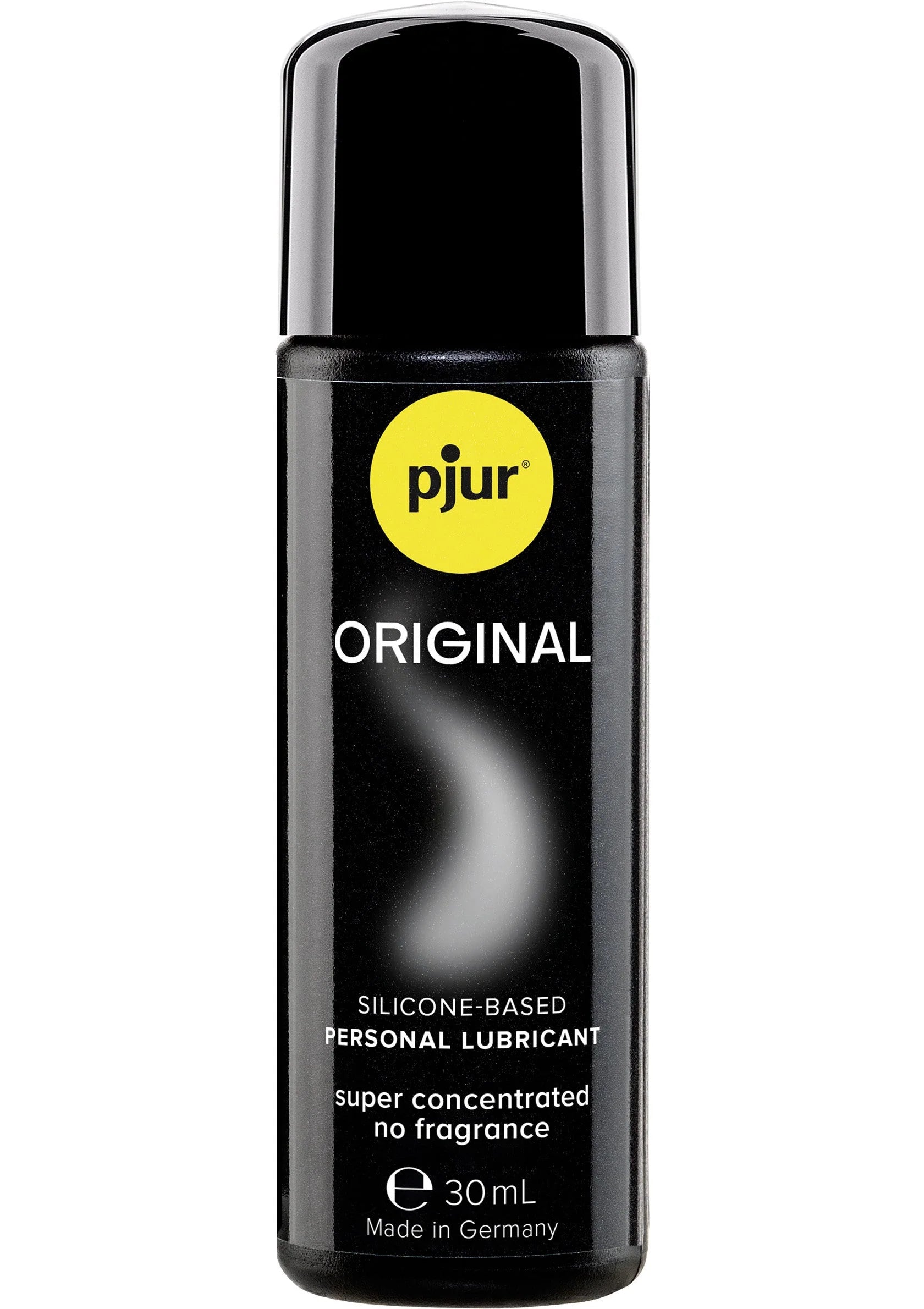 Siliconen glijmiddel pjur Original, zwarte fles met geel pjur-label, 30 ml