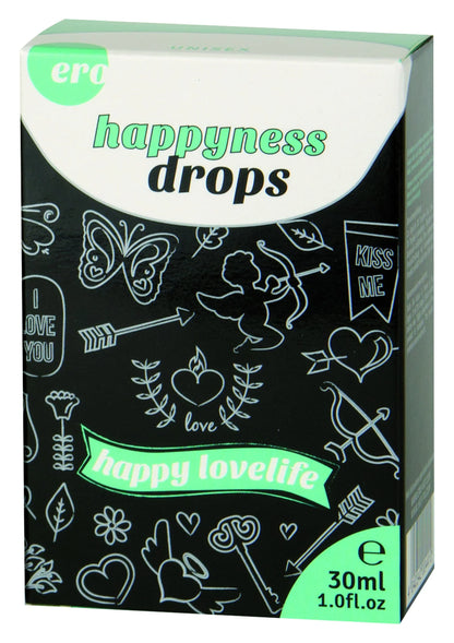 Doos Ero happiness druppels 30 ml met happy lovelife tekst en figuren