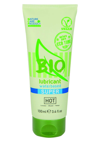 Groene/witte tube met Bio glijmiddel Waterbased Super Hot, 100 ml inhoud