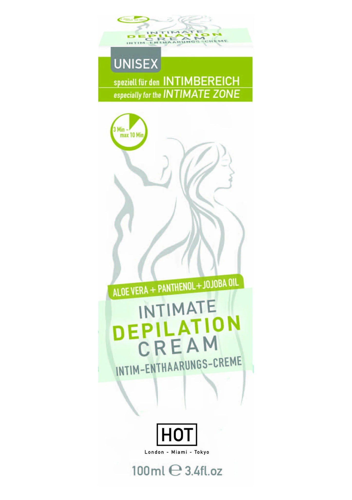 Ontharingscrème intieme zone unisex 100 ml, tube met aloë vera + panthenol