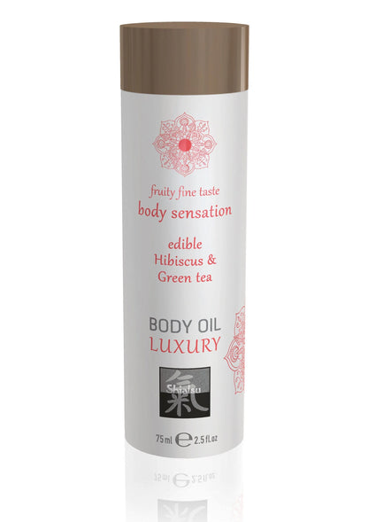 Bestel: Luxury Edible Body Oil 75 ml - bij Happytoys: de erotische sex webshop | liever Happy dan Easy ⭐⭐⭐⭐⭐