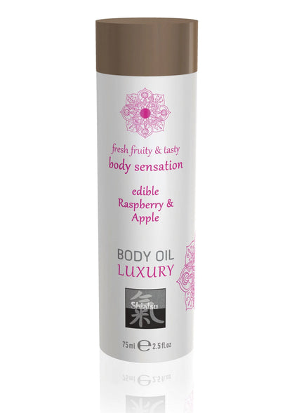 Bestel: Luxury Edible Body Oil 75 ml - bij Happytoys: de erotische sex webshop | liever Happy dan Easy ⭐⭐⭐⭐⭐