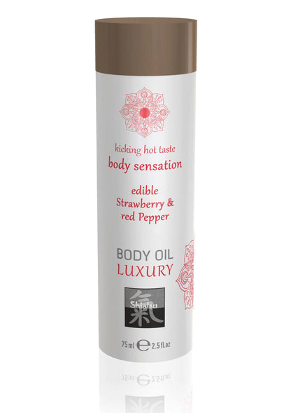 Bestel: Luxury Edible Body Oil 75 ml - bij Happytoys: de erotische sex webshop | liever Happy dan Easy ⭐⭐⭐⭐⭐