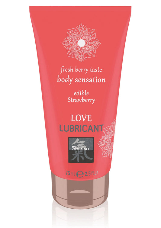 Eetbare glijgel in rode tube, aardbei-geurige body sensation, 75 ml