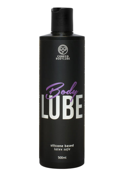 Siliconen lichaamslube Cobeco 500 ml, zwarte fles met Body LUBE-vooretiket