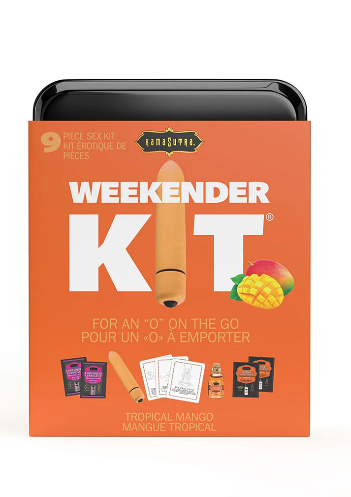 Weekenderkit van Kamasutra in oranje verpakking met sext-kit en accessoires