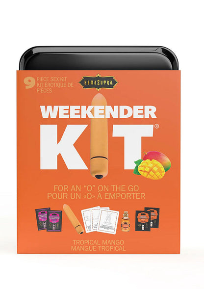 Weekenderkit van Kamasutra in oranje verpakking met sext-kit en accessoires