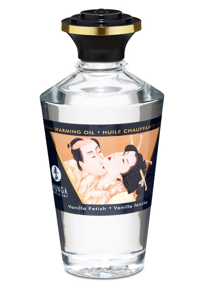 Warming olie Vanilla Fetish, 100 ml, doorzichtige fles met zwarte dop