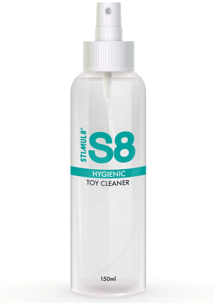 S8 hygiënische toy cleaner 150 ml met sproeikop en pomp, fles met Hygienic label