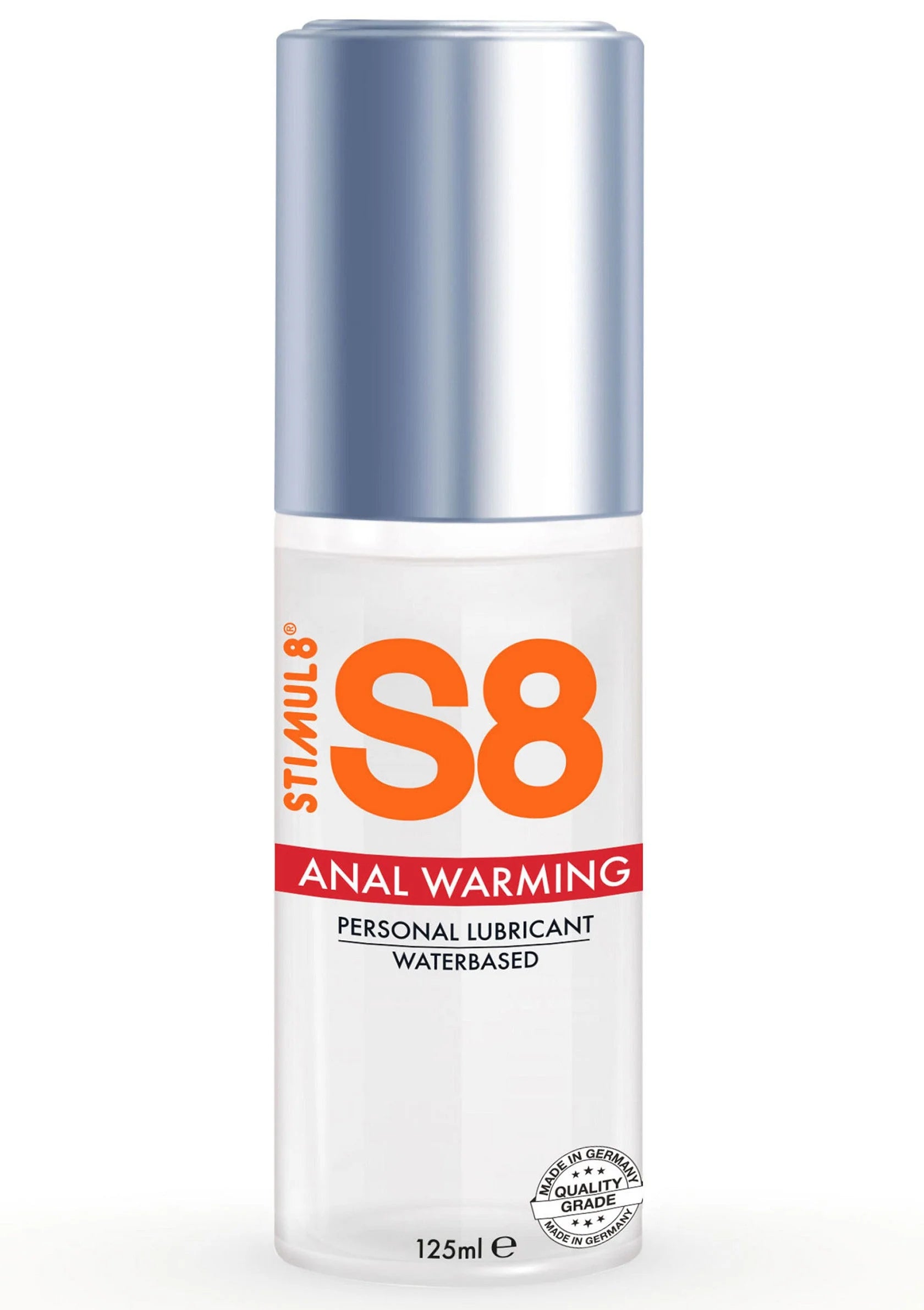 Waterbasis anale warming glijmiddel S8 met etiket, 125 ml, blauwe dop
