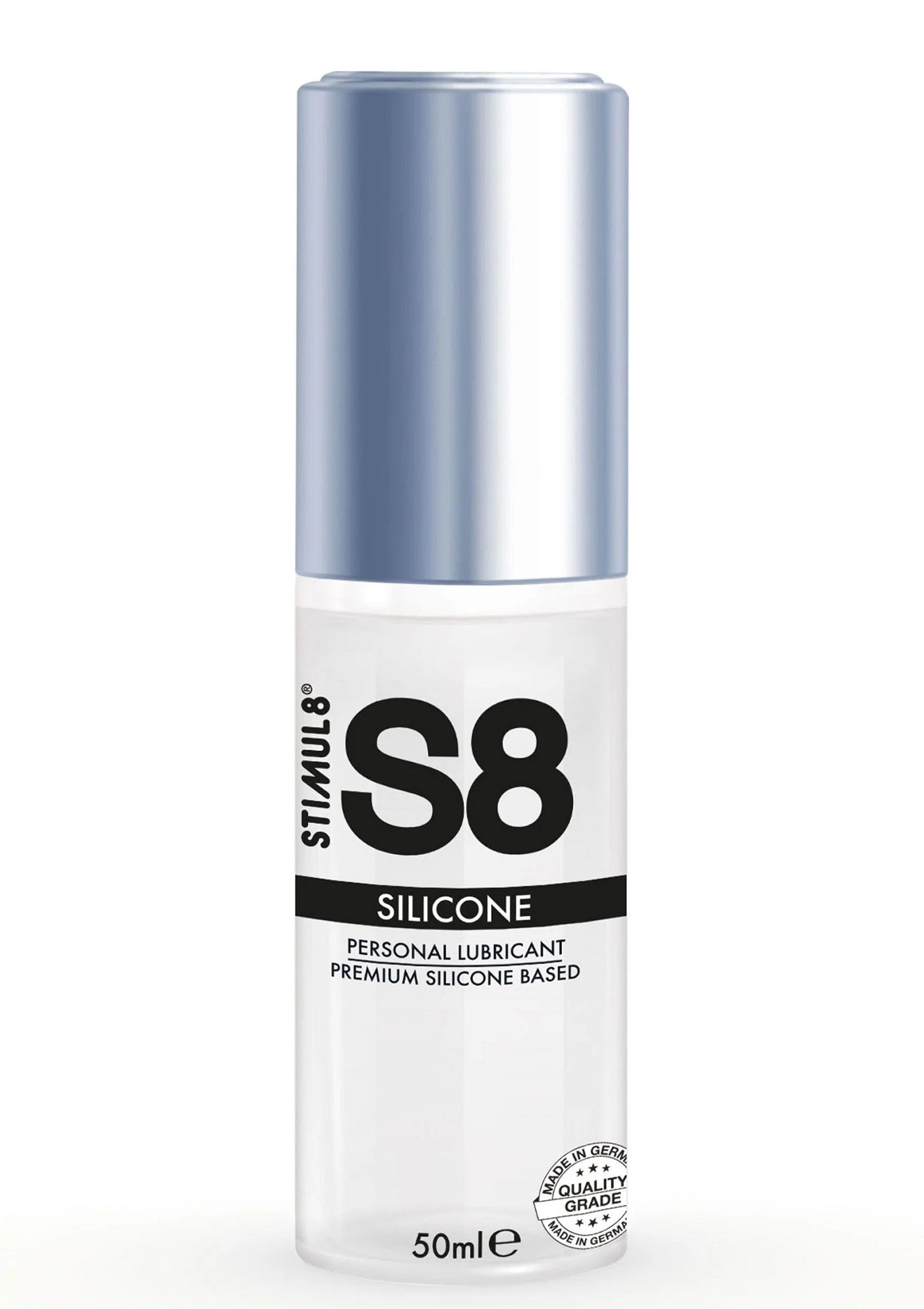 Siliconen smeermiddel S8 flacon met label, 50 ml, zilveren dop