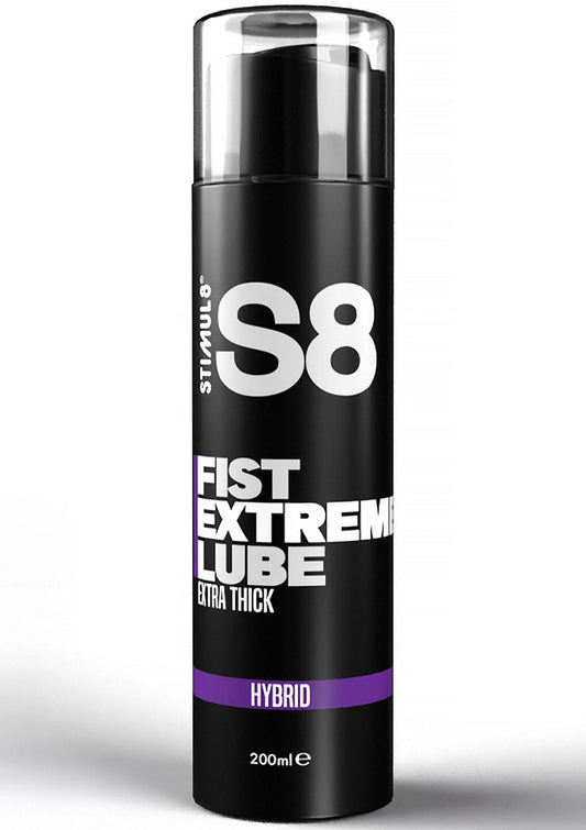 S8 Fist Extreme lube, 200 ml: zwarte sprayfles met transparante dop en paarse HYBRID band