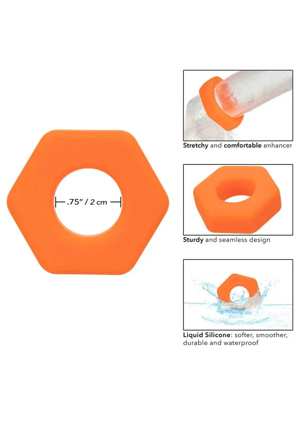 Alpha Liquid Silicone Prolong Sexagon Ring by CalExotics - Happytoys Sexshop: Toys for Feeling Happy & Easy 😊 - Discreet geleverd