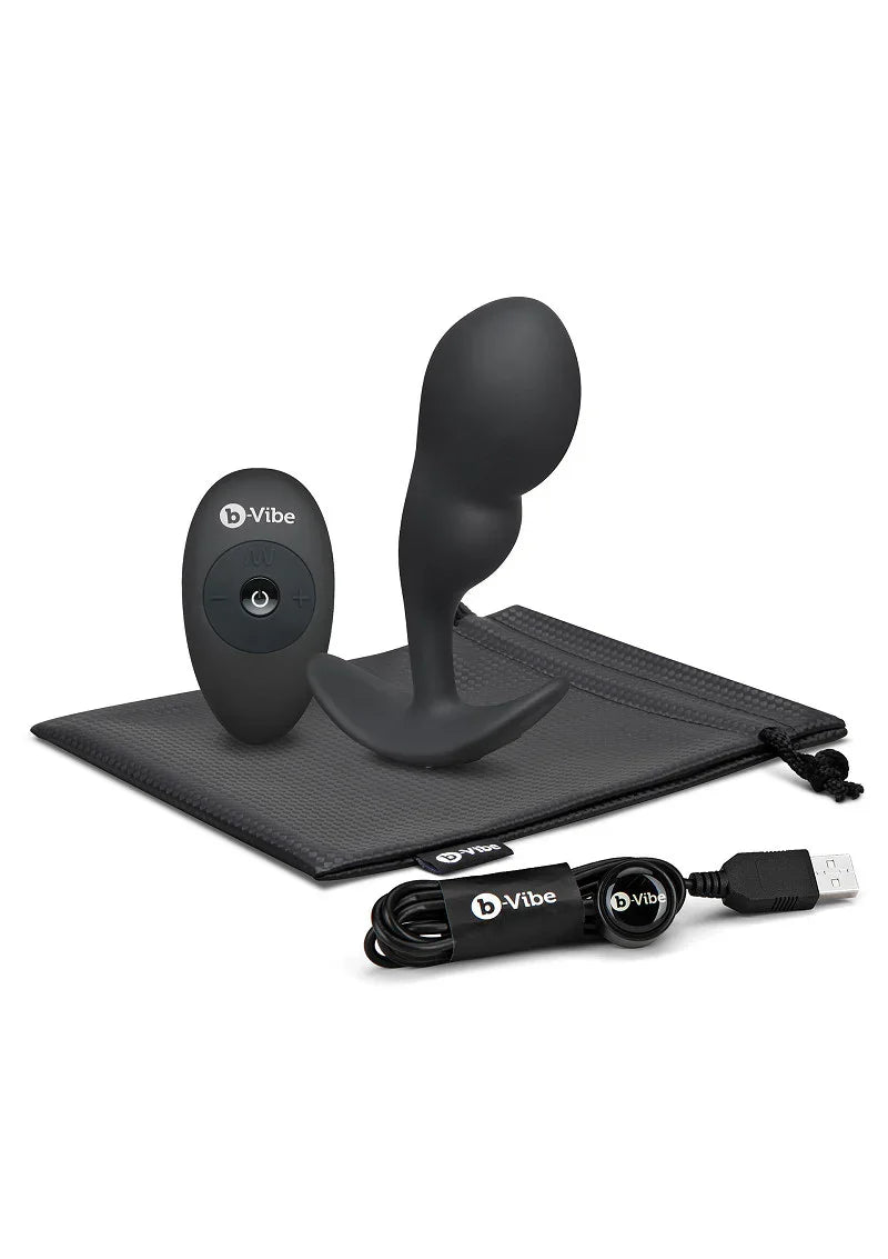 Remote Control P-Spot Snug Plug 145g by B-Vibe - Happytoys Sexshop: Toys for Feeling Happy & Easy 😊 - Discreet geleverd