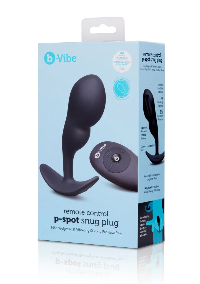 Remote Control P-Spot Snug Plug 145g by B-Vibe - Happytoys Sexshop: Toys for Feeling Happy & Easy 😊 - Discreet geleverd