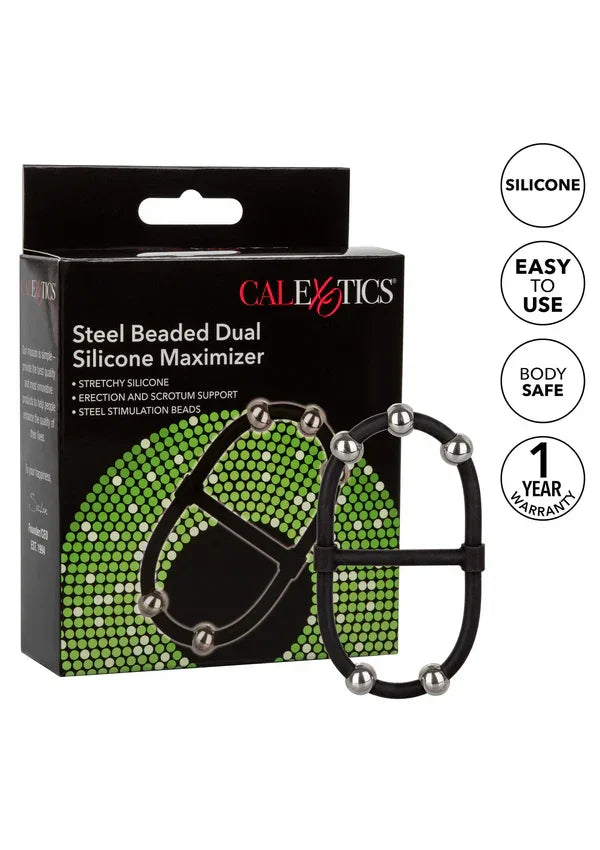 Beaded Dual Silicone Maximizer by CalExotics - Happytoys Sexshop: Toys for Feeling Happy & Easy 😊 - Discreet geleverd