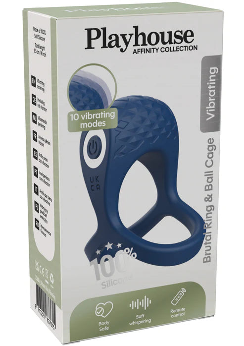 Brutal Ring & Ball Cage Vibrating Couples Cock Ring by Playhouse