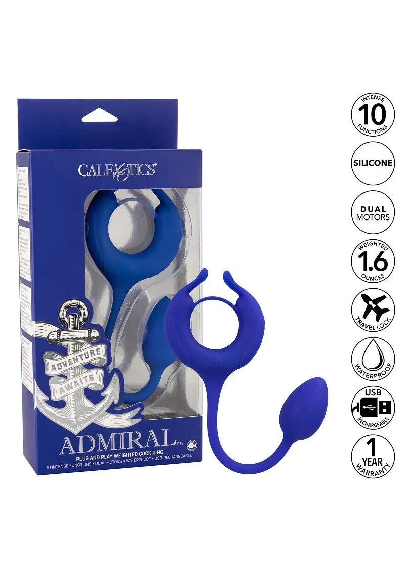 Admiral Plug and Play Weighted Cock Ring by CalExotics - Happytoys Sexshop: Toys for Feeling Happy & Easy 😊 - Discreet geleverd
