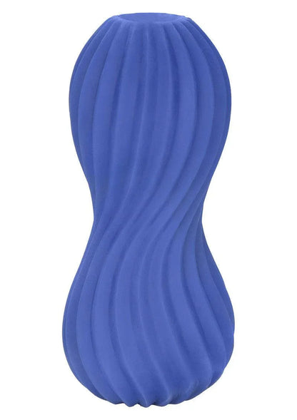 Blue CalExotics Apollo Dual Stroker with textured, wave-like surface for enhanced pleasure