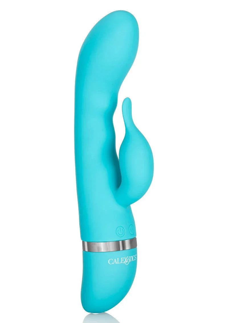 Blue CalExotics Foreplay Frenzy Teaser clitoral vibrator on white background