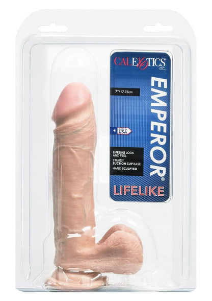 CalExotics Emperor lifelike dildo with suction cup base, 7 inch, realistic design in clear packaging