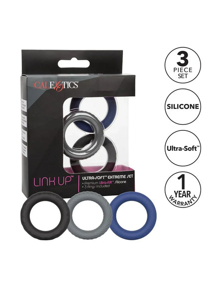 ♂ CalExotics Link Up Ultra-Soft Extreme Set cockring - Happytoys Sexshop: Toys for Feeling Happy & Easy 😊 - Discreet geleverd