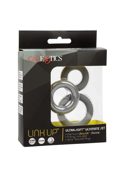♂ CalExotics Link Up Ultra-Soft Ultimate Set Cockring - Happytoys Sexshop: Toys for Feeling Happy & Easy 😊 - Discreet geleverd