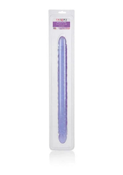 CalExotics veined dildo in paarse blisterverpakking, afgeronde top