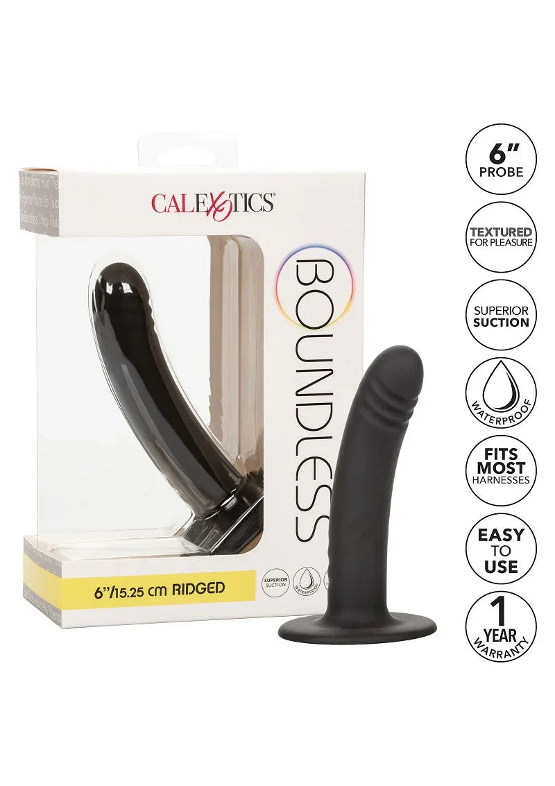 CalExotics Boundless 6”/15.25 cm Ridged Anaal probe - Happytoys Sexshop: Toys for Feeling Happy & Easy 😊 - Discreet geleverd