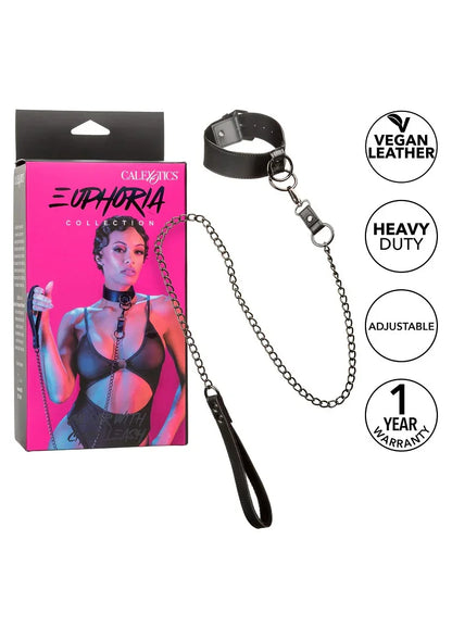 Euphoria Collection Collar with Chain Leash by CalExotics - Happytoys Sexshop: Toys for Feeling Happy & Easy 😊 - Discreet geleverd