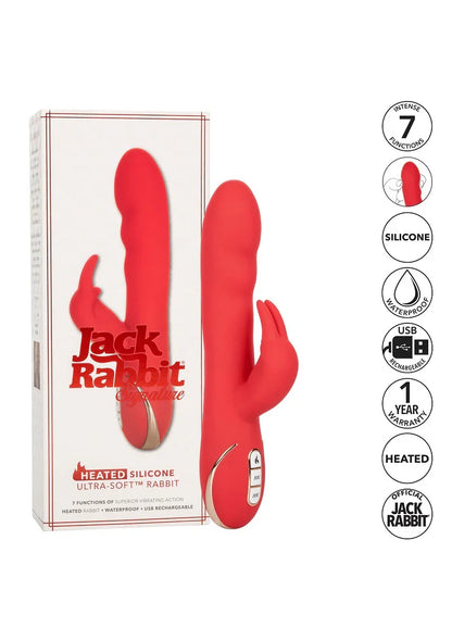 Jack Rabbit Signature Heated Silicone Ultra-Soft Rabbit by CalExotics - Happytoys Sexshop: Toys for Feeling Happy & Easy 😊 - Discreet geleverd