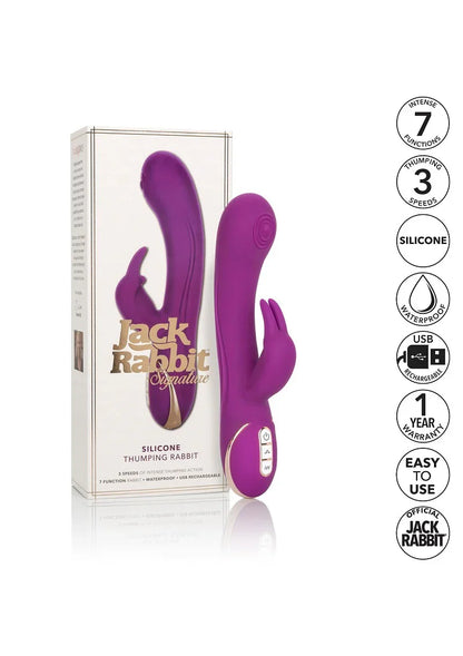 ♀ CalExotics Jack Rabbit Signature Silicone Thumping Rabbit - Happytoys Sexshop: Toys for Feeling Happy & Easy 😊 - Discreet geleverd