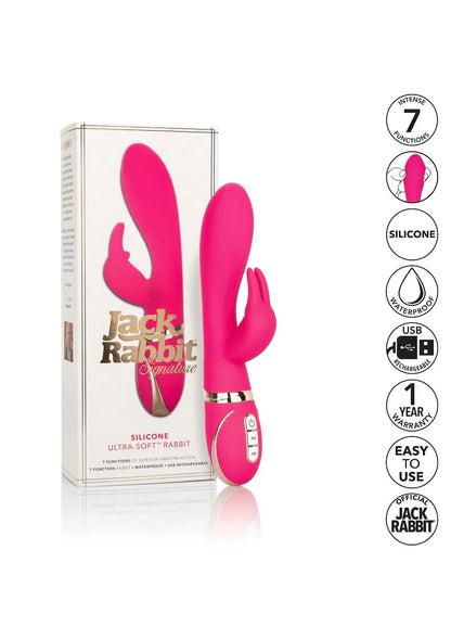 Jack Rabbit Signature Silicone Ultra-Soft Rabbit vibrator by CalExotics - Happytoys Sexshop: Toys for Feeling Happy & Easy 😊 - Discreet geleverd