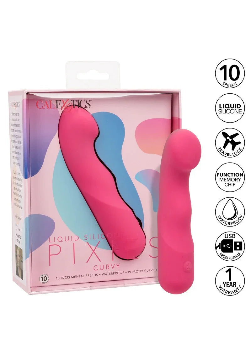 Liquid Silicone Pixies Curvy vibrator by CalExotics - Happytoys Sexshop: Toys for Feeling Happy & Easy 😊 - Discreet geleverd