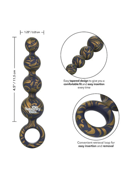 ♀ CalExotics Naughty Bits Butt Balls Silicone Booty Beads - Happytoys Sexshop: Toys for Feeling Happy & Easy 😊 - Discreet geleverd