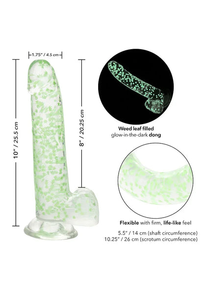 Naughty Bits I Leaf Dick Glow-In-The-Dark Weed Leaf Dildo by CalExotics - Happytoys Sexshop: Toys for Feeling Happy & Easy 😊 - Discreet geleverd