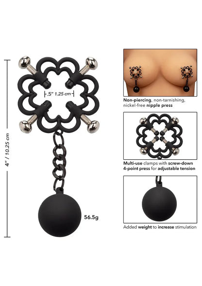 ♂ ♀ CalExotics Nipple Grips Power Grip 4-Point Weighted Nipple Press - Happytoys Sexshop: Toys for Feeling Happy & Easy 😊 - Discreet geleverd
