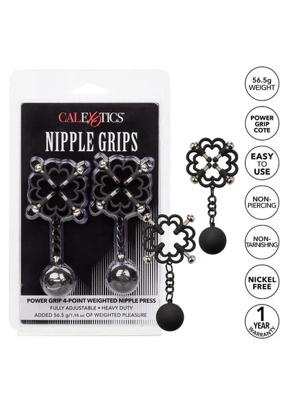 ♂ ♀ CalExotics Nipple Grips Power Grip 4-Point Weighted Nipple Press - Happytoys Sexshop: Toys for Feeling Happy & Easy 😊 - Discreet geleverd