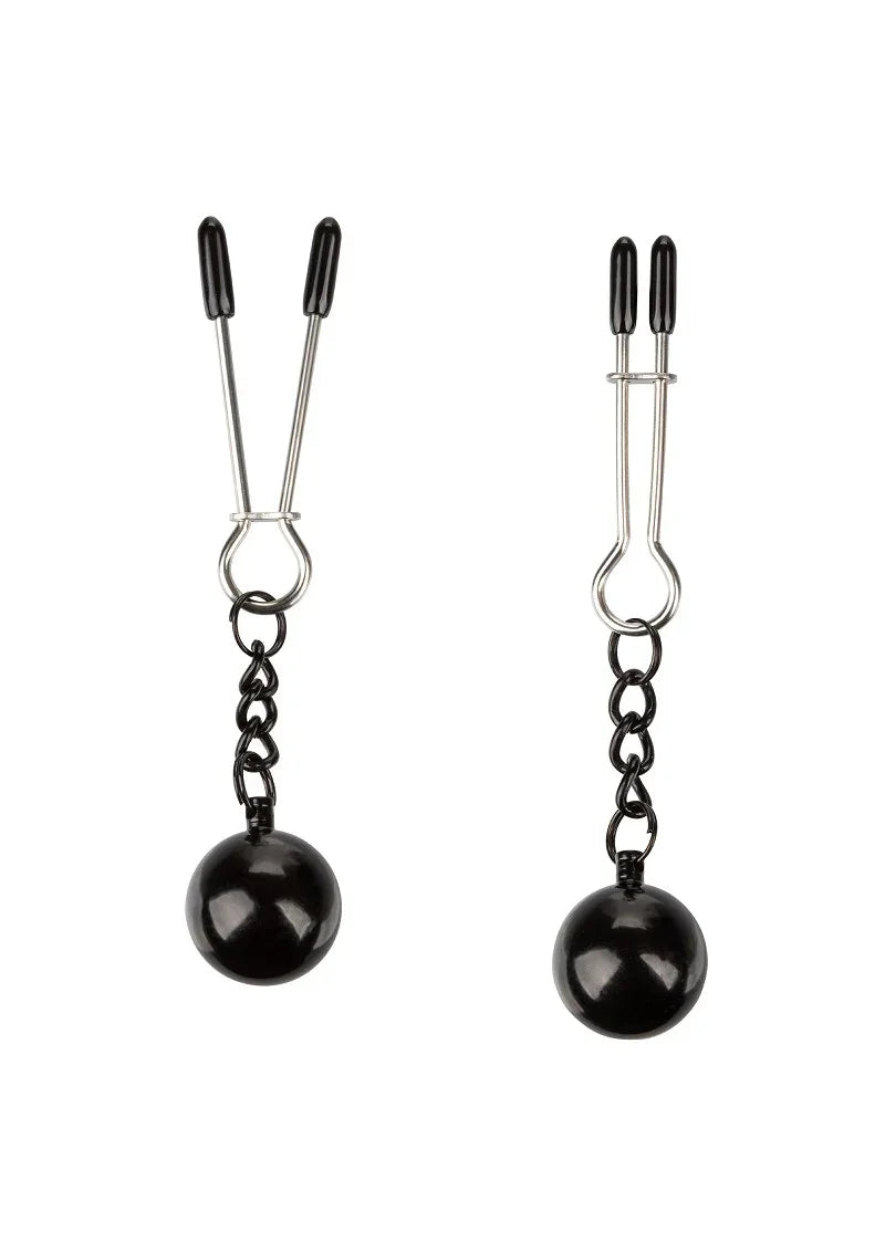 Weighted Tweezer Nipple Clamps by CalExotics - Happytoys Sexshop: Toys for Feeling Happy & Easy 😊 - Discreet geleverd